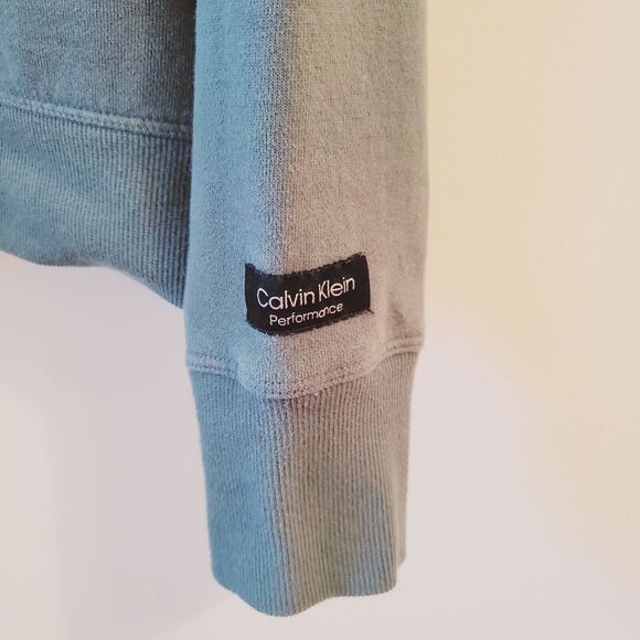 Calvin Klein Performance Logo Front Women's Cropped Hoodie Sweatshirt Large Sage - Picture 4 of 7